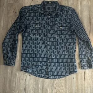 Fendi Men's Denim Monogram Shirt